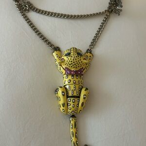 Betsey Johnson Jaguar never worn statement necklace with rhinestones.